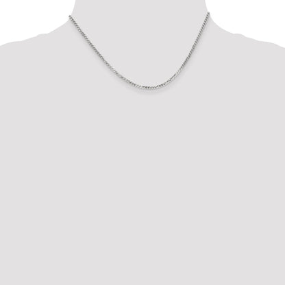 16 Inch 10K White Gold Wg 2.2mm Flat Beveled Curb Chain Necklace