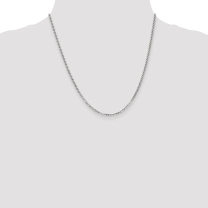 2 Inch 10K White Gold Wg 2.2mm Flat Beveled Curb Chain Necklace