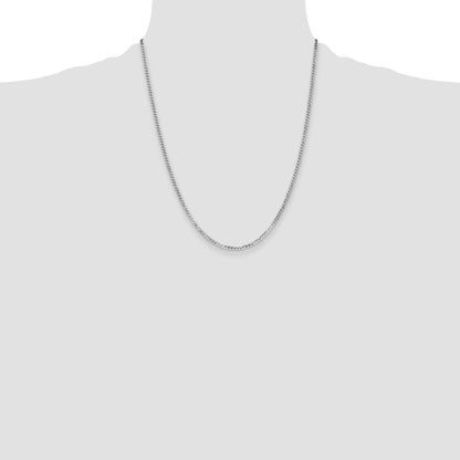 22 Inch 10K White Gold Wg 2.2mm Flat Beveled Curb Chain Necklace