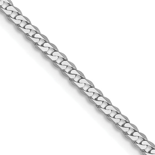 16 Inch 10K White Gold Wg 2.2mm Flat Beveled Curb Chain Necklace