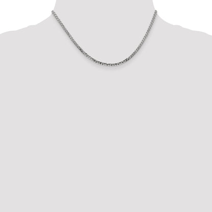 16 Inch 10K White Gold Wg 2.9mm Flat Beveled Curb Chain Necklace