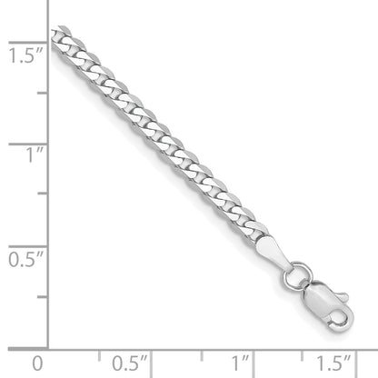 7 Inch 10K White Gold Wg 2.9mm Flat Beveled Curb Chain Bracelet