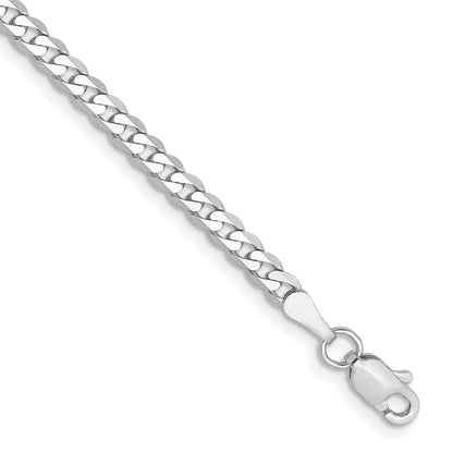 7 Inch 10K White Gold Wg 2.9mm Flat Beveled Curb Chain Bracelet