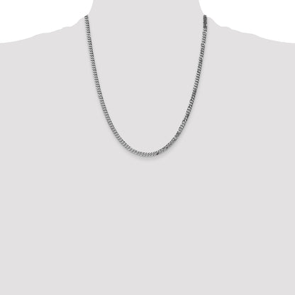 22 Inch 10K White Gold Wg 3.9mm Flat Beveled Curb Chain Necklace