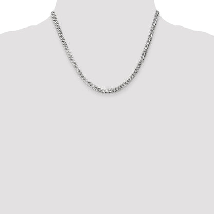 18 Inch 10K White Gold Wg 4.75mm Flat Beveled Curb Chain Necklace