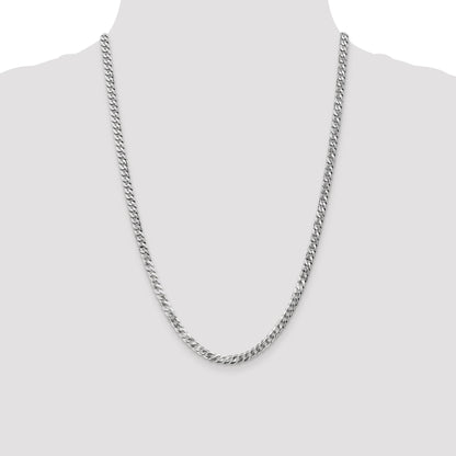24 Inch 10K White Gold Wg 4.75mm Flat Beveled Curb Chain Necklace
