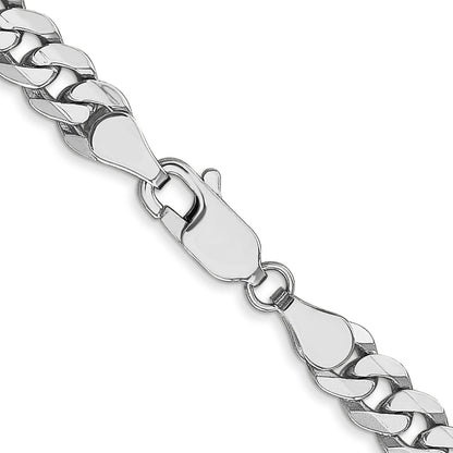 22 Inch 10K White Gold Wg 5.75mm Flat Beveled Curb Chain Necklace
