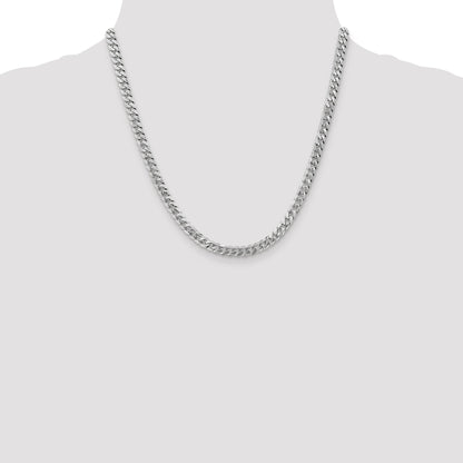 2 Inch 10K White Gold Wg 5.75mm Flat Beveled Curb Chain Necklace
