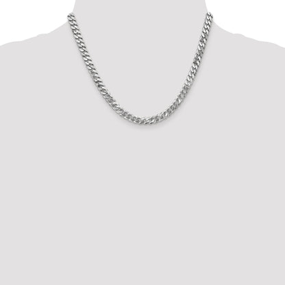 18 Inch 10K White Gold Wg 6.25mm Flat Beveled Curb Chain Necklace
