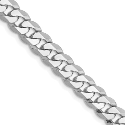 2 Inch 10K White Gold Wg 6.25mm Flat Beveled Curb Chain Necklace
