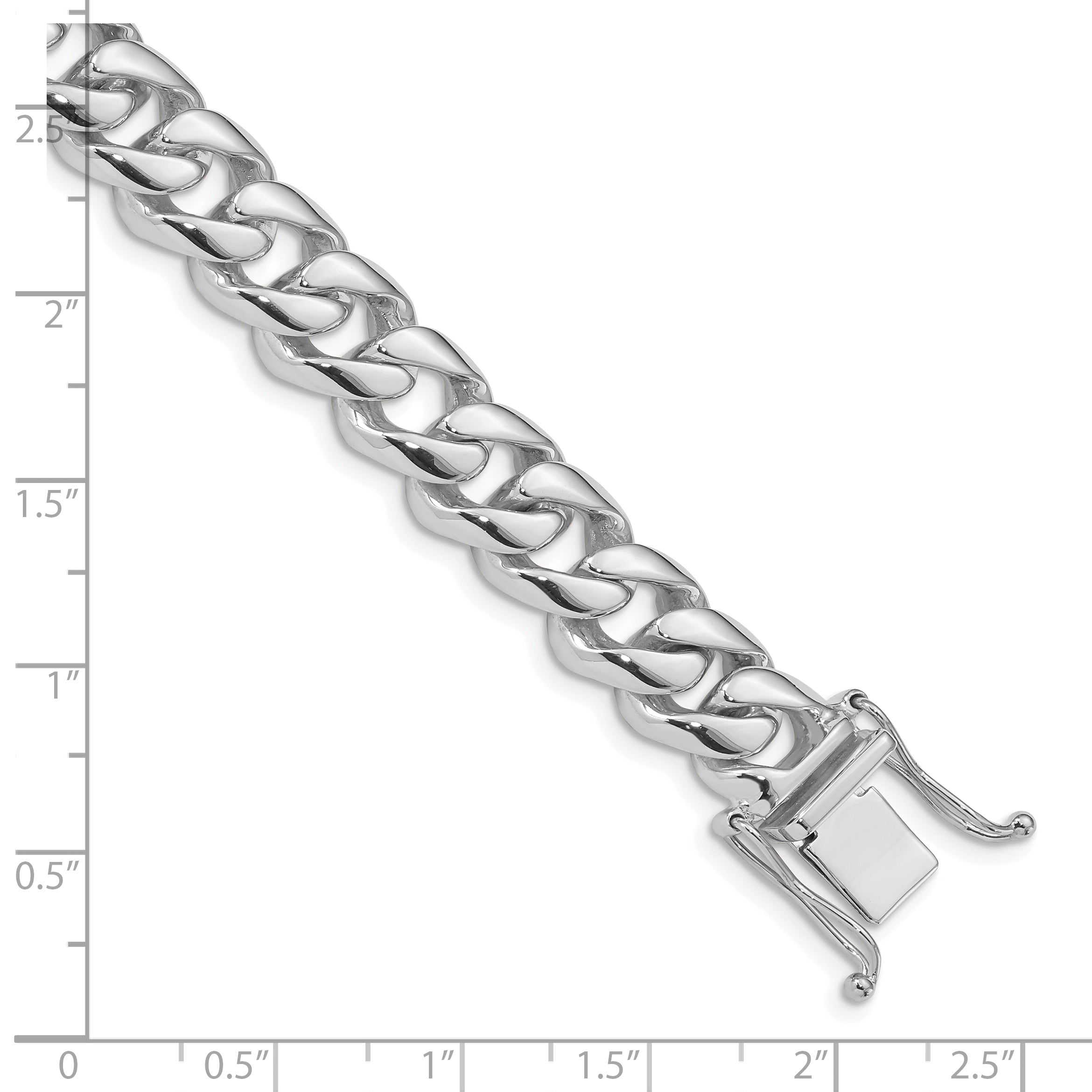 10K White Gold 9.6mm Hand-Polished Rounded Curb Link Bracelet
