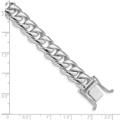 10K White Gold 9.6mm Hand-Polished Rounded Curb Link Bracelet