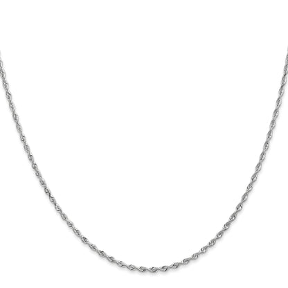 3 Inch 10K White Gold 1.85mm D/C Quadruple Rope Chain Necklace
