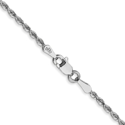 3 Inch 10K White Gold 1.85mm D/C Quadruple Rope Chain Necklace