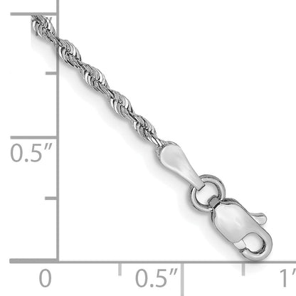 7 Inch 10K White Gold 1.85mm D/C Quadruple Rope Chain Bracelet