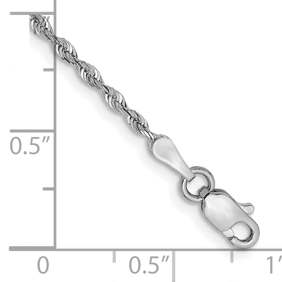 8 Inch 10K White Gold 1.85mm D/C Quadruple Rope Chain Bracelet