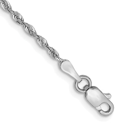 8 Inch 10K White Gold 1.85mm D/C Quadruple Rope Chain Bracelet