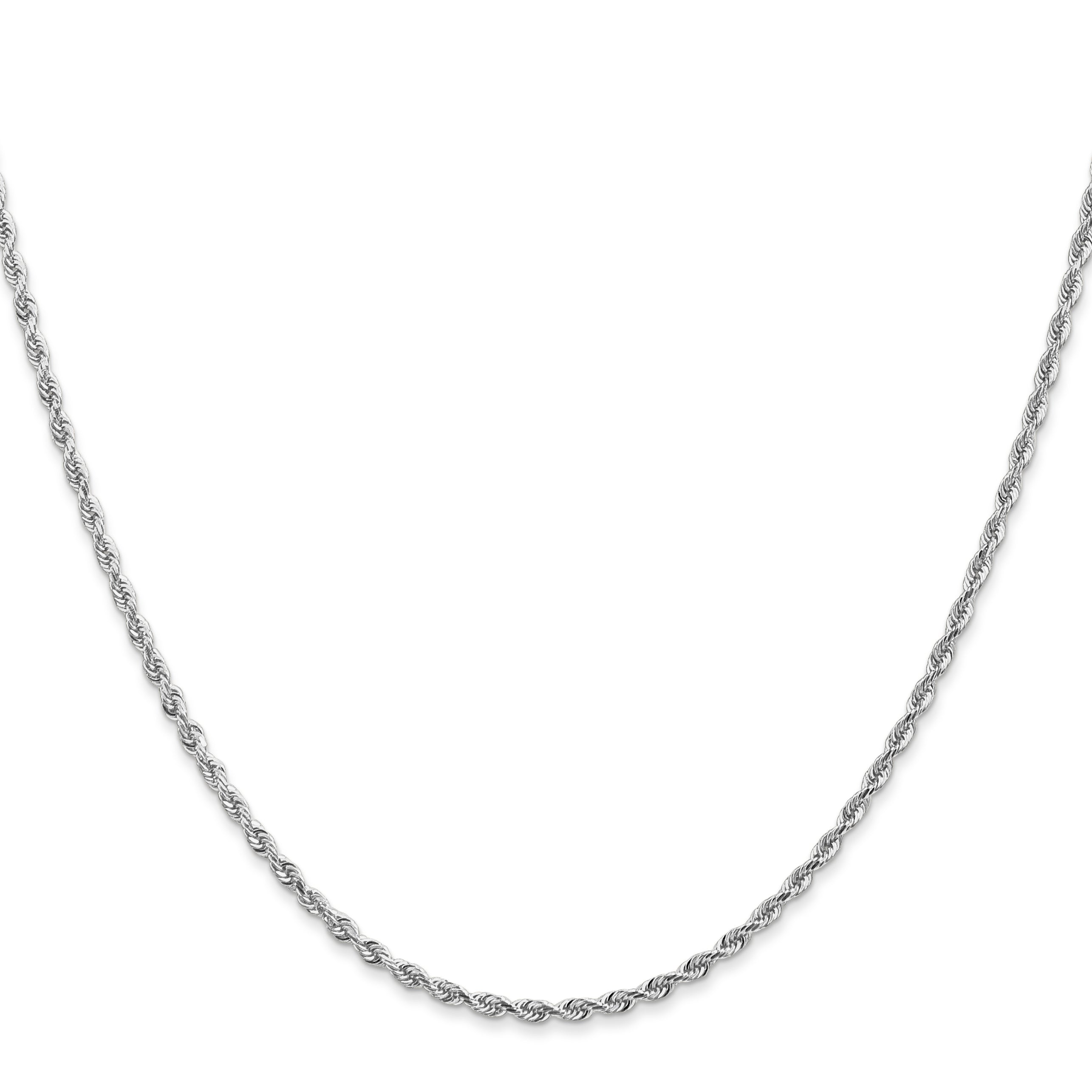 3 Inch 10K White Gold 2mm D/C Quadruple Rope Chain Necklace