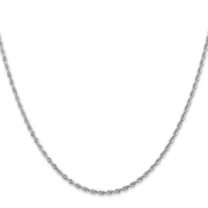 2 Inch 10K White Gold 2mm D/C Quadruple Rope Chain Necklace