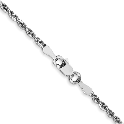 26 Inch 10K White Gold 2mm D/C Quadruple Rope Chain Necklace