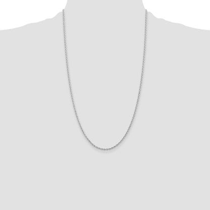 26 Inch 10K White Gold 2mm D/C Quadruple Rope Chain Necklace