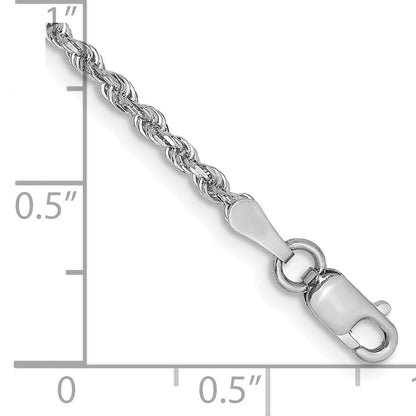 8 Inch 10K White Gold 2mm D/C Quadruple Rope Chain Bracelet