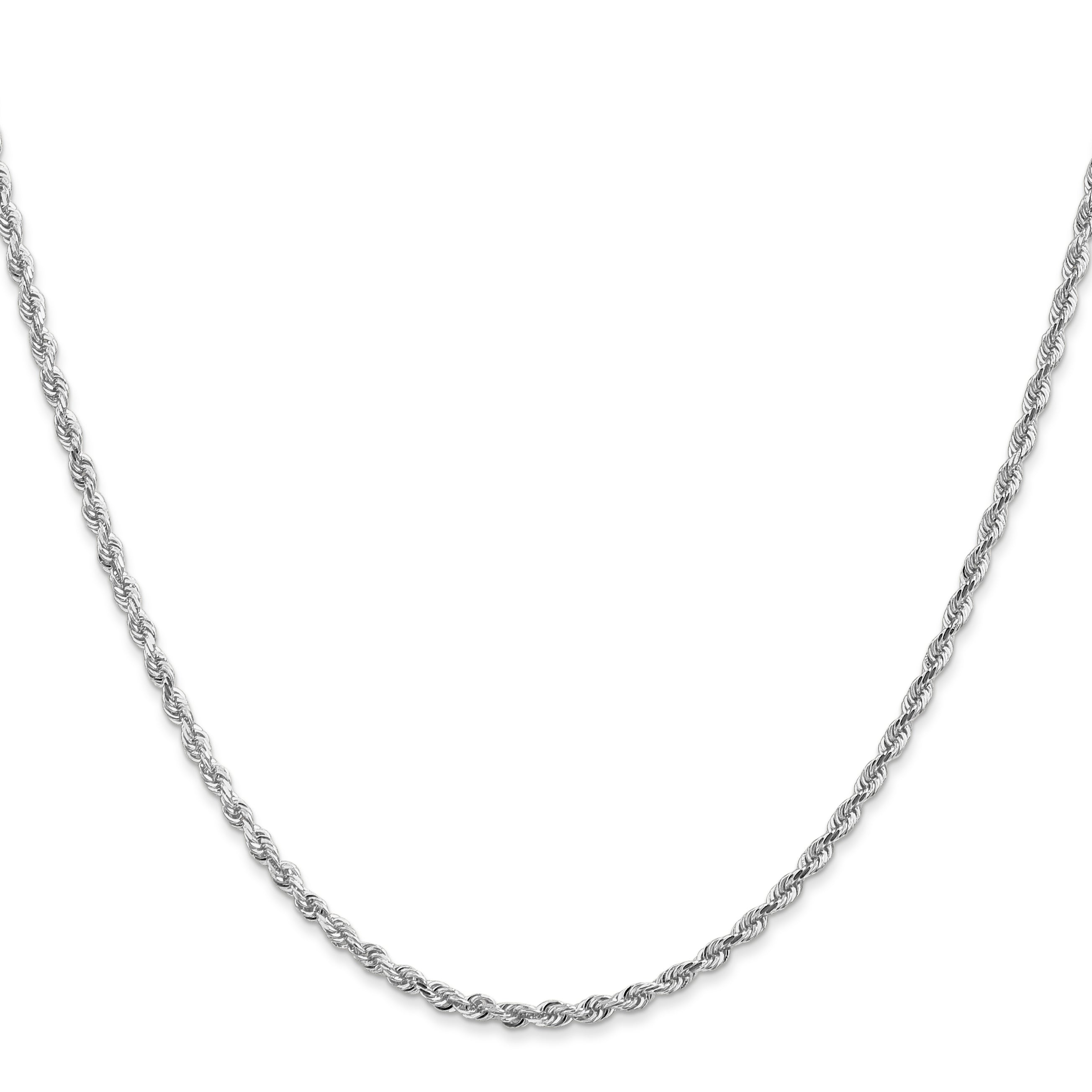 10K White Gold 2.25mm Diamond Cut Quadruple Rope Chain