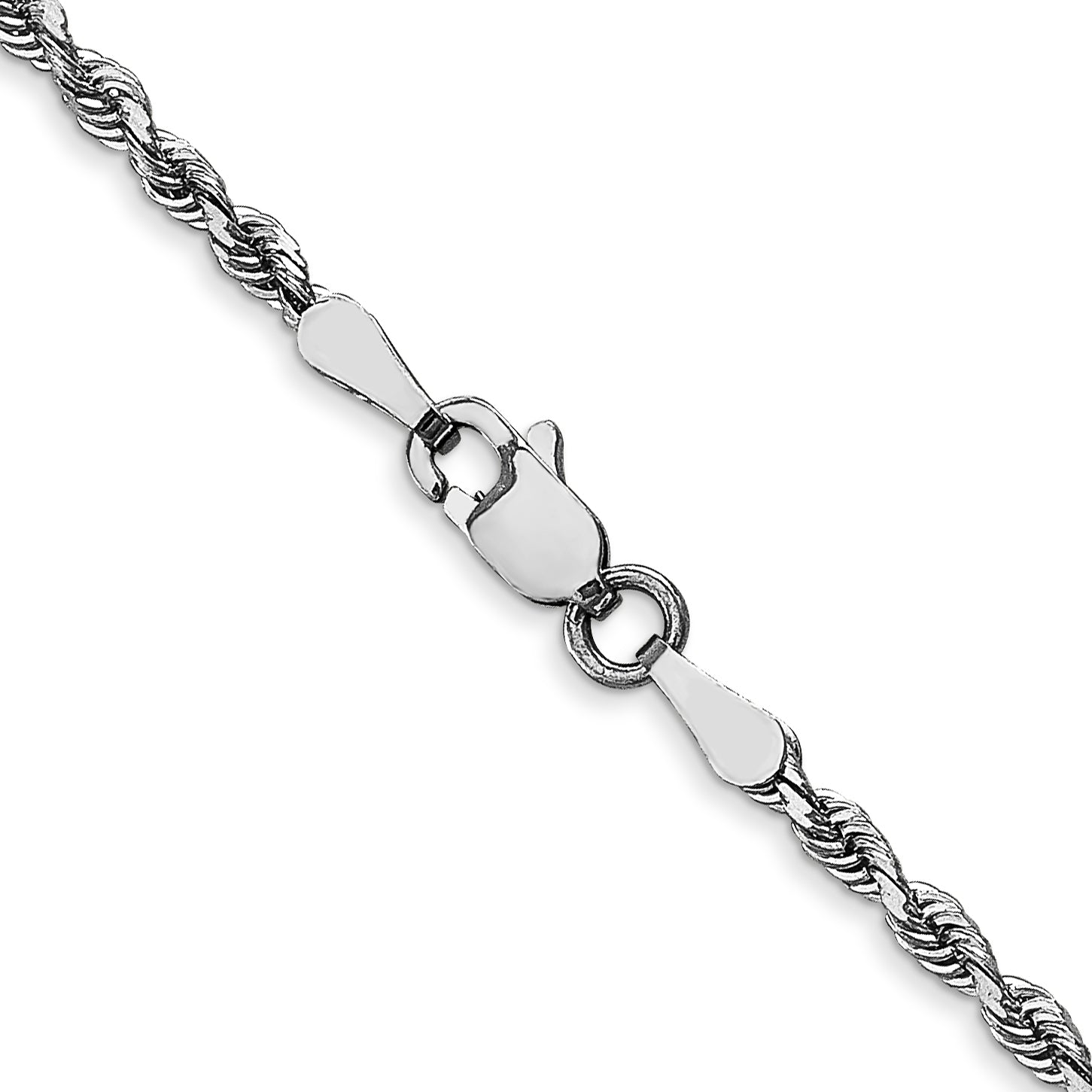 10K White Gold 2.25mm Diamond Cut Quadruple Rope Chain