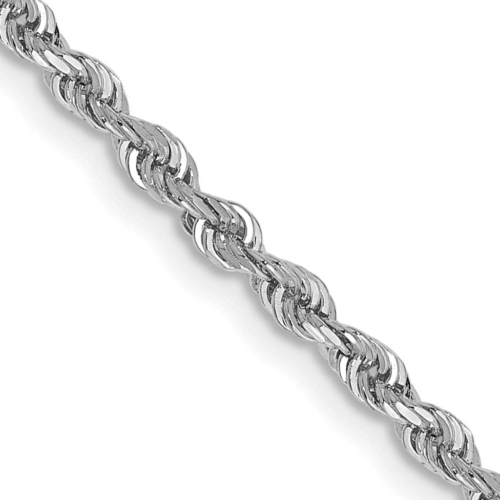10K White Gold 2.25mm Diamond Cut Quadruple Rope Chain