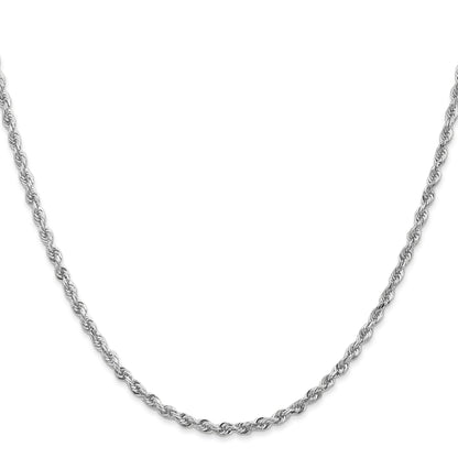 26 Inch 10K White Gold 2.75mm D/C Quadruple Rope Chain Necklace