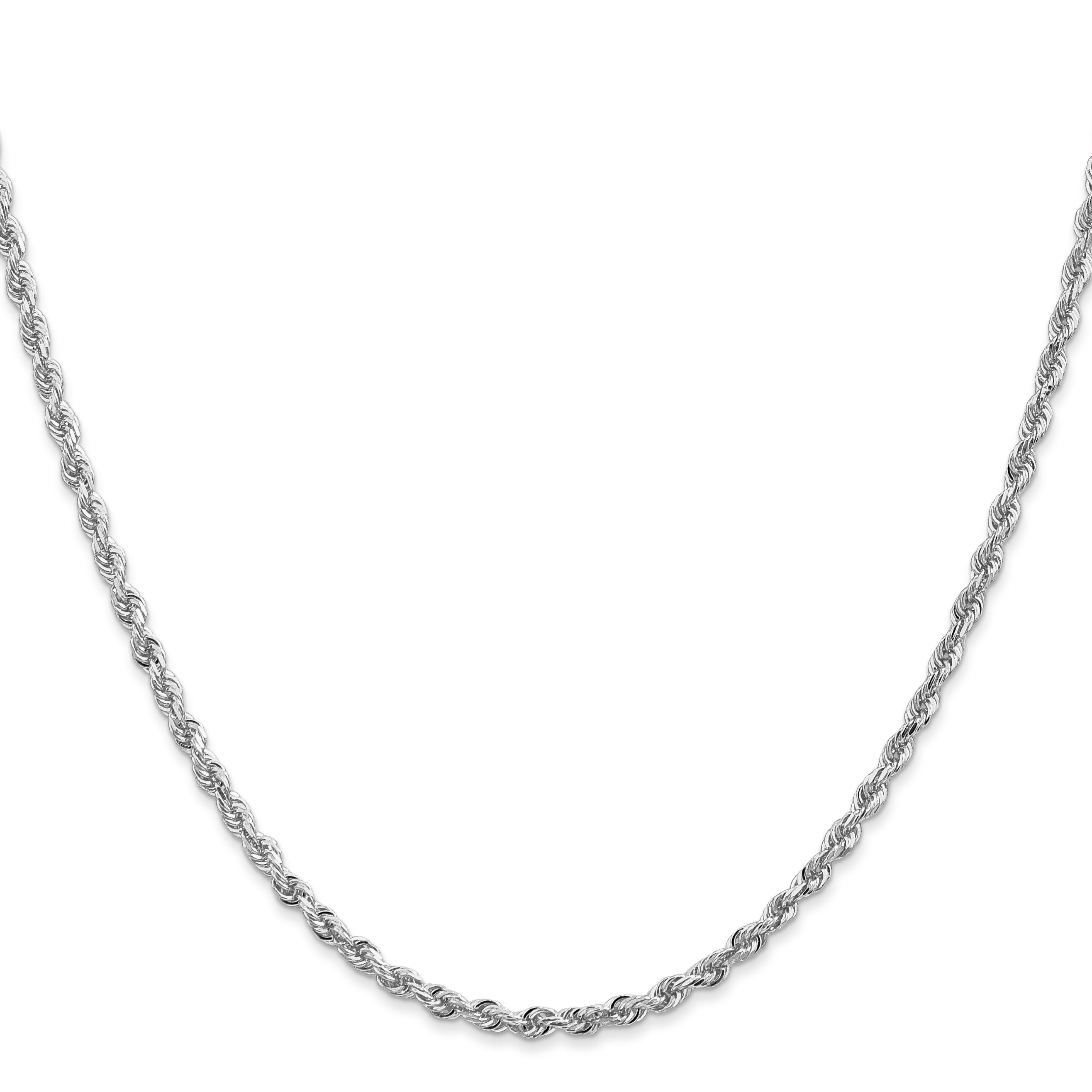 3 Inch 10K White Gold 2.75mm D/C Quadruple Rope Chain Necklace