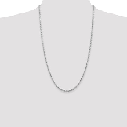 26 Inch 10K White Gold 2.75mm D/C Quadruple Rope Chain Necklace