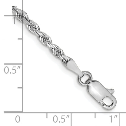 9 Inch 10K White Gold 2.75mm D/C Quadruple Rope Chain Bracelet