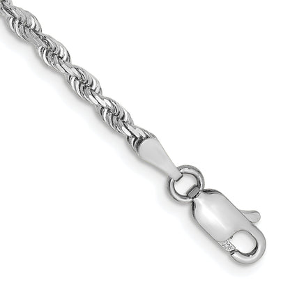 9 Inch 10K White Gold 2.75mm D/C Quadruple Rope Chain Bracelet
