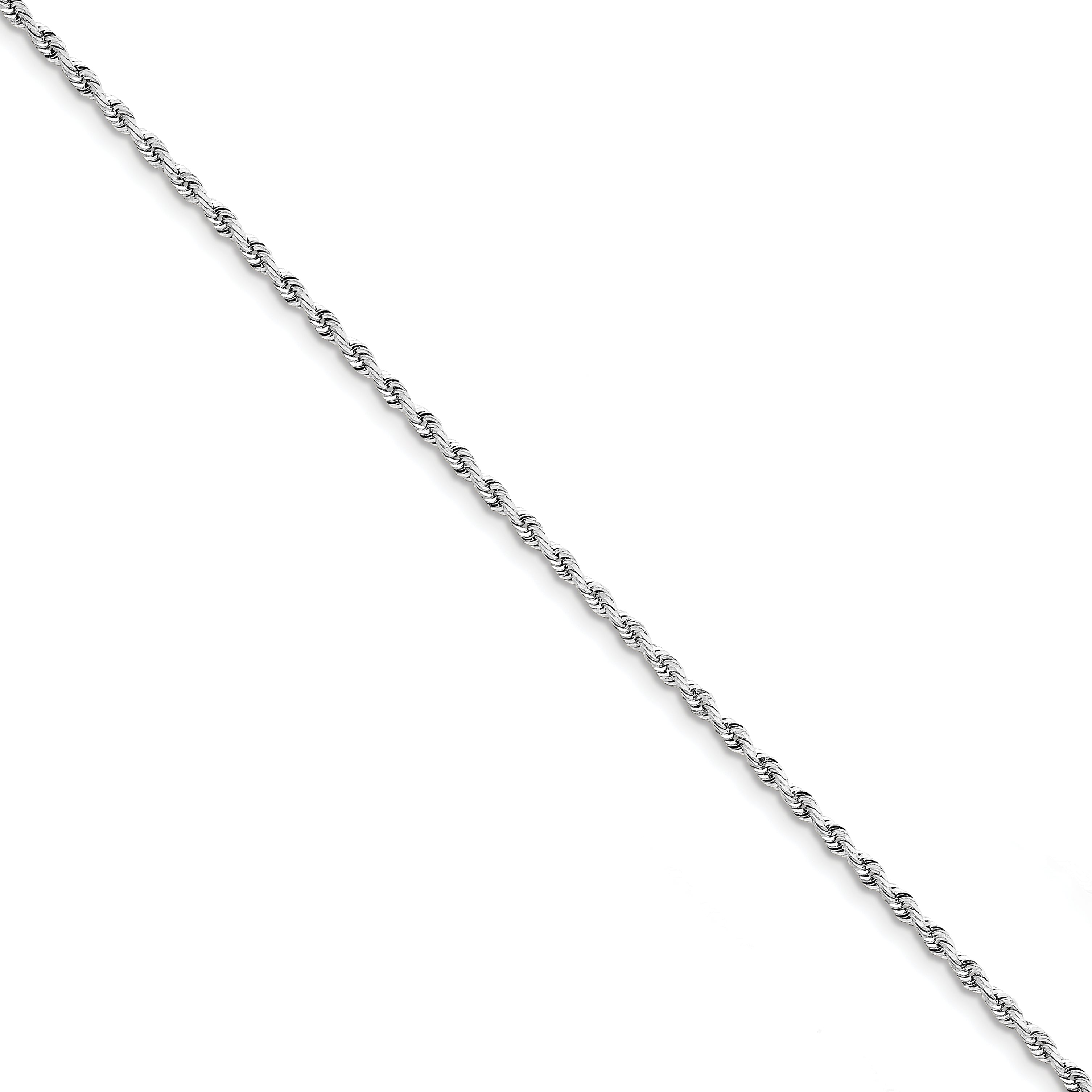 8 Inch 10K White Gold 2.75mm D/C Quadruple Rope Chain Bracelet