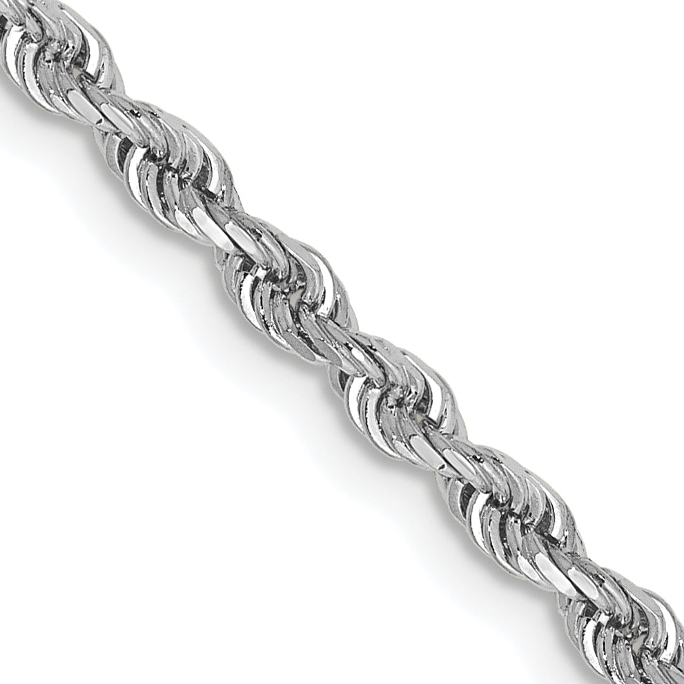 22 Inch 10K White Gold 2.75mm D/C Quadruple Rope Chain Necklace