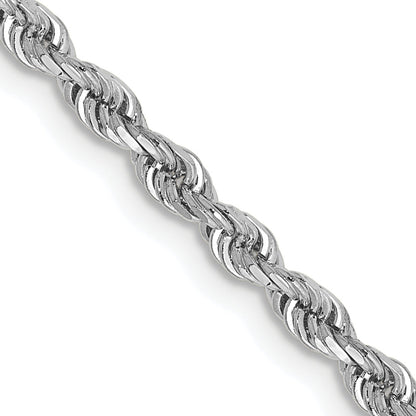 3 Inch 10K White Gold 2.75mm D/C Quadruple Rope Chain Necklace