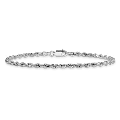 8 Inch 10K White Gold 3mm D/C Quadruple Rope Chain Bracelet