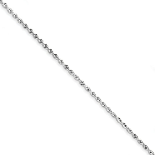 8 Inch 10K White Gold 3mm D/C Quadruple Rope Chain Bracelet