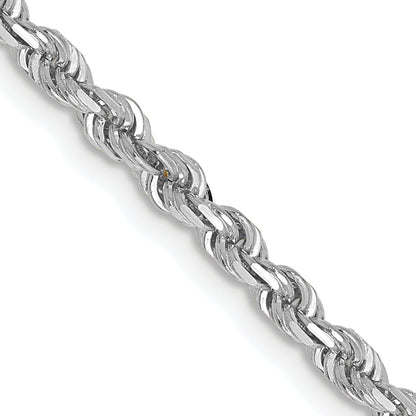 2 Inch 10K White Gold 3mm D/C Quadruple Rope Chain Necklace