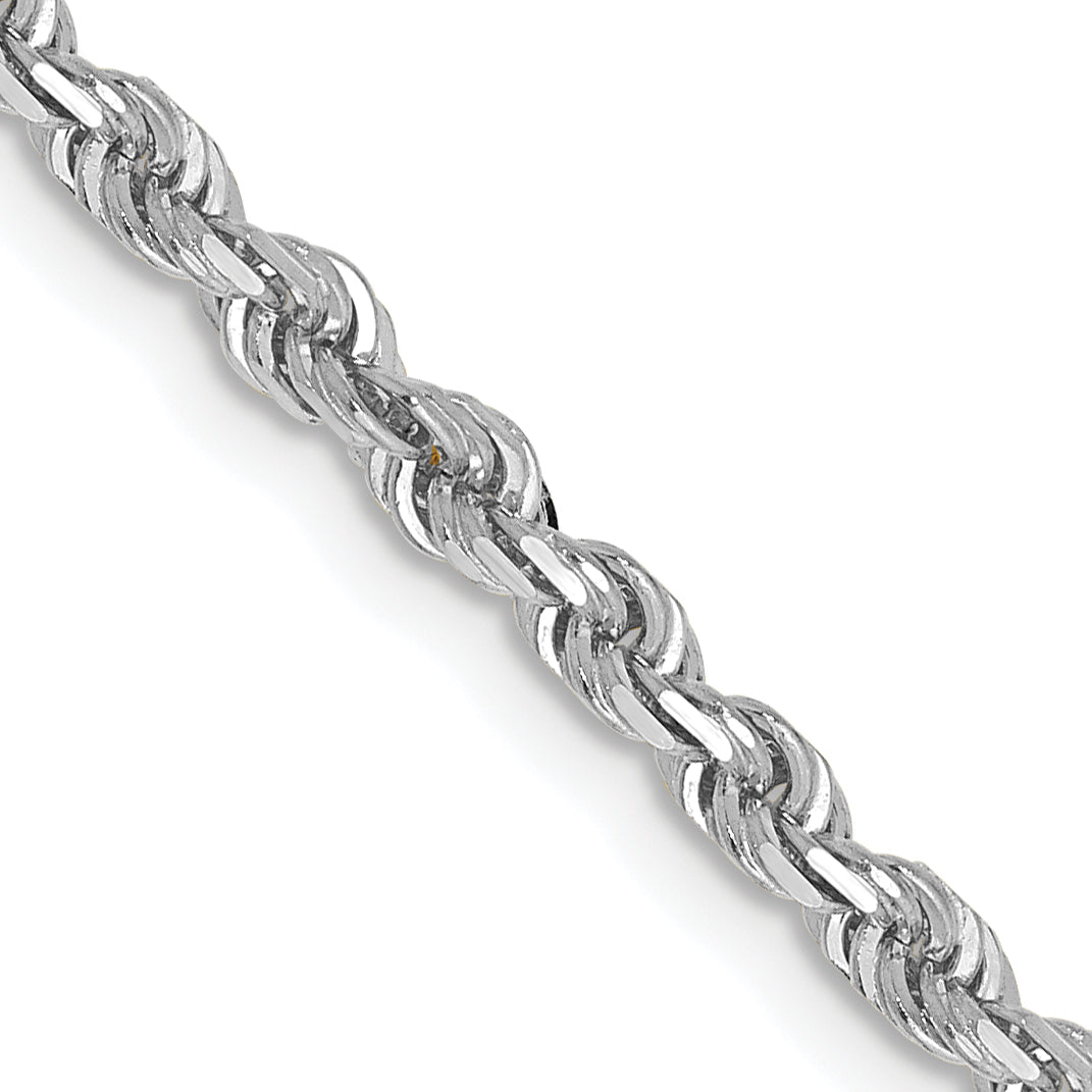 3 Inch 10K White Gold 3mm D/C Quadruple Rope Chain Necklace