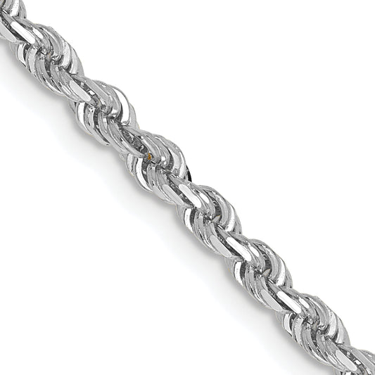 26 Inch 10K White Gold 3mm D/C Quadruple Rope Chain Necklace