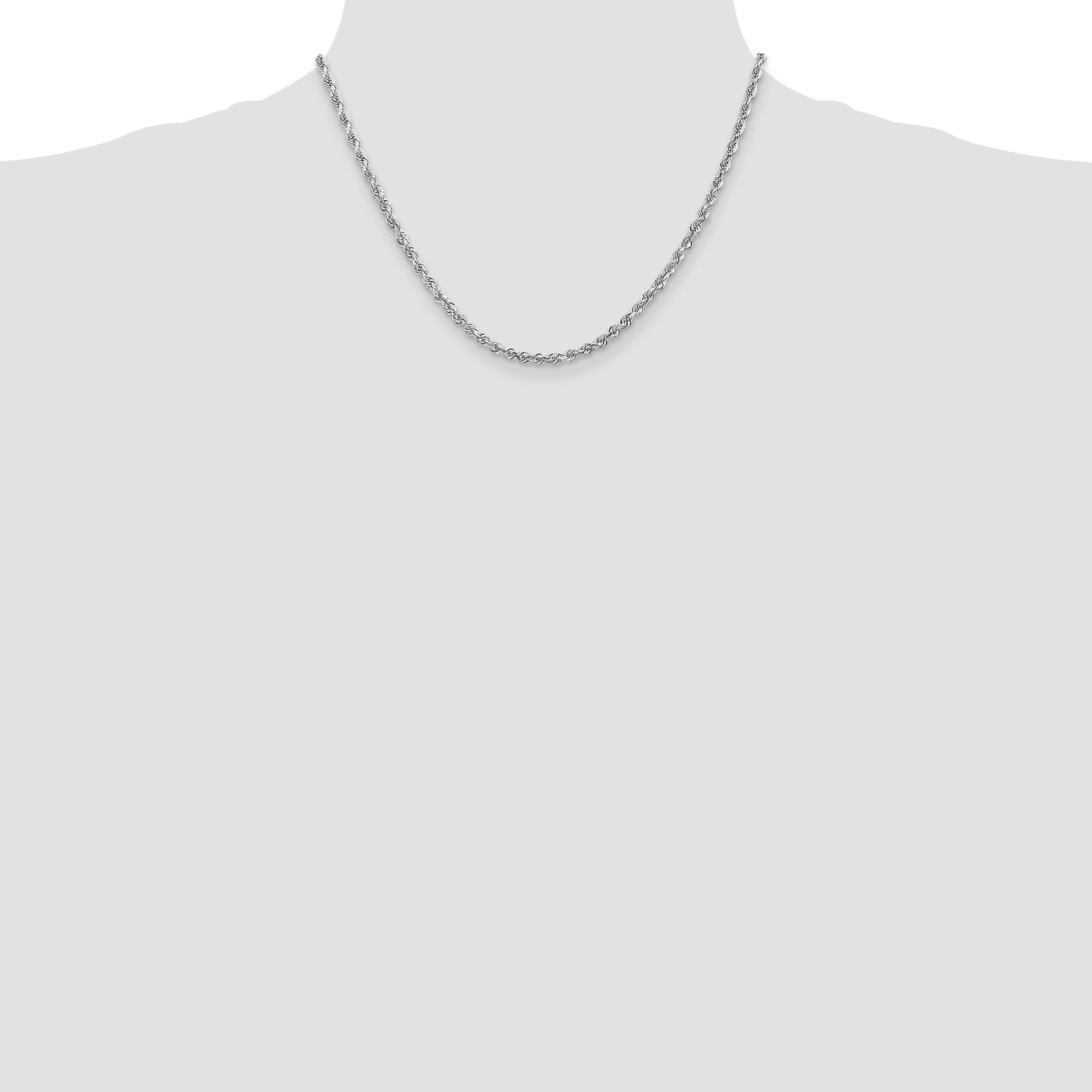 10K White Gold 3.35mm D/C Quadruple Rope Chain