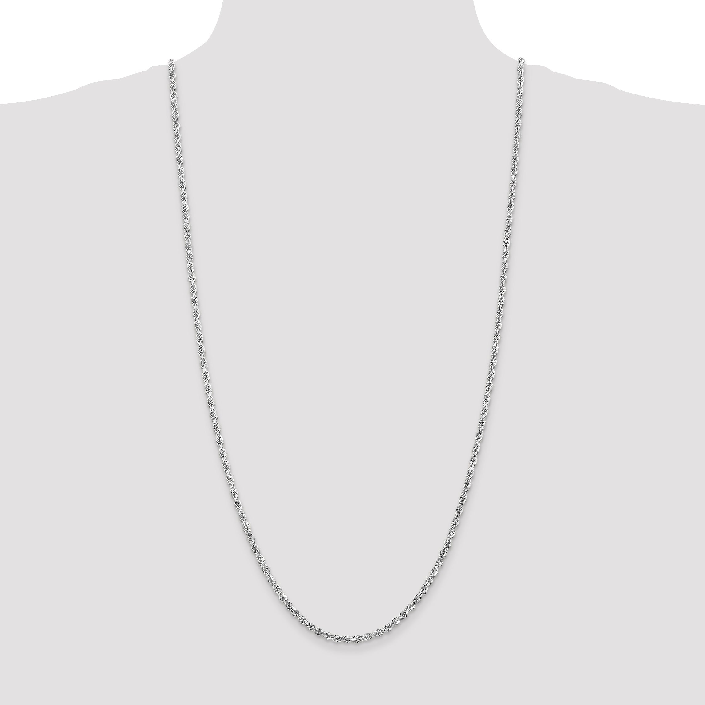 30 Inch 10K White Gold 3.35mm D/C Quadruple Rope Chain Necklace