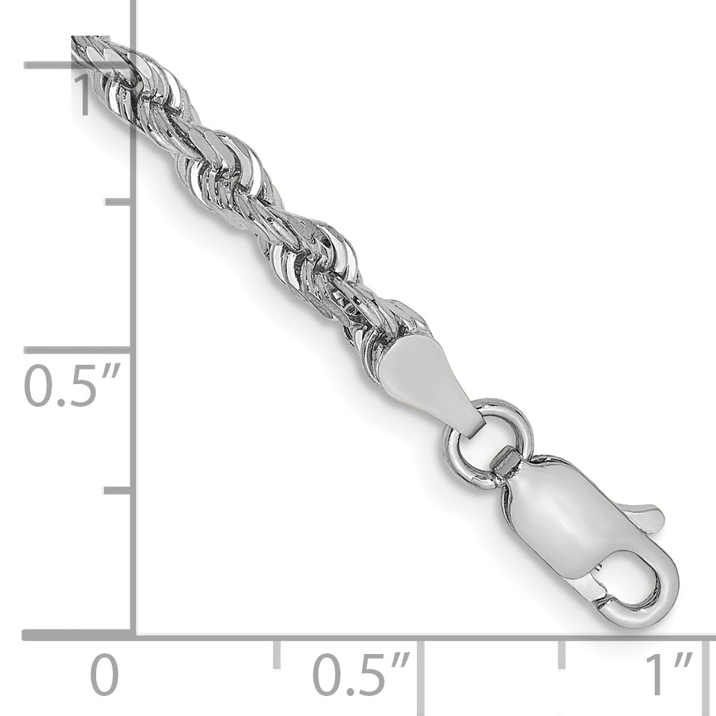 8 Inch 10K White Gold 3.35mm D/C Quadruple Rope Chain Bracelet