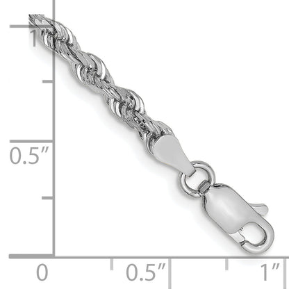 8 Inch 10K White Gold 3.35mm D/C Quadruple Rope Chain Bracelet
