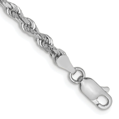 7 Inch 10K White Gold 3.35mm D/C Quadruple Rope Chain Bracelet