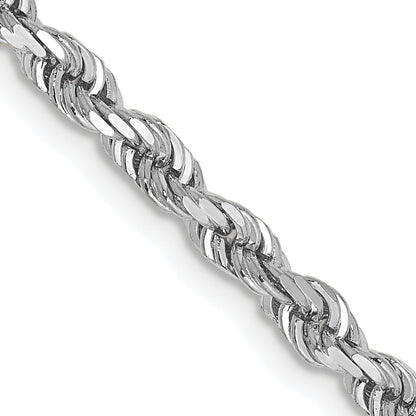 24 Inch 10K White Gold 3.35mm Diamond Cut Quadruple Rope Chain Necklace