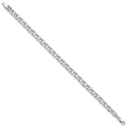 10K White Gold Lite 5mm Double Link Charm Bracelet