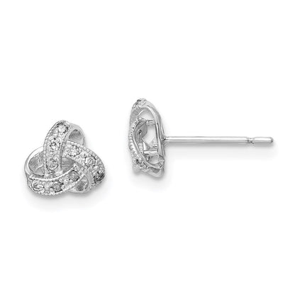 10k White Gold Tiara Collection White Gold Polished Diamond Post Earrings